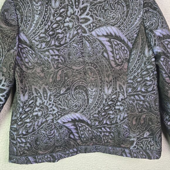 Coldwater Creek Black Purple Tapestry Jacquard Open Blazer Jacket M - Picture 9 of 13